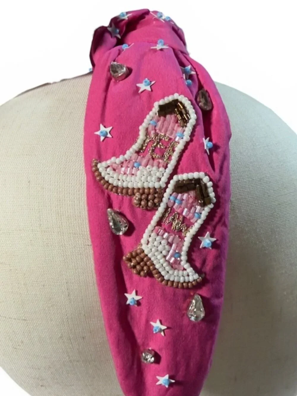 YEE HAW Cowboy Boot Beaded Headband New